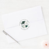 Sticker Rond Émeraude verte Eucalyptus Merci Mariage blanc (Enveloppe)