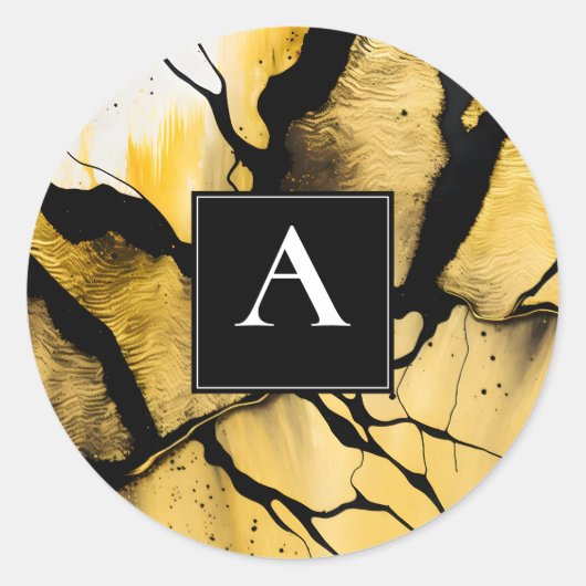 Sticker Rond Émergence Silencieuse | Design Abstrait Or Moderne (Devant)
