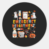 Sticker Rond Emergency Department Funny Er Nurse Halloween Soky (Devant)