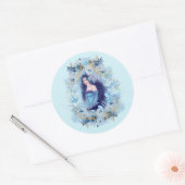Sticker Rond Emma ange avec des fleurs (Enveloppe)