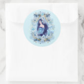 Sticker Rond Emma ange avec des fleurs (Sac)