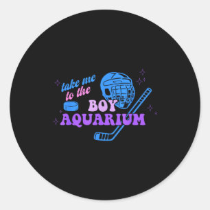 Sticker Rond Emmène-moi à l'aquarium des garçons drôle de hocke