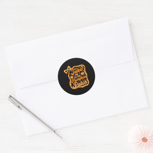 Sticker Rond Emmenez-Moi Au Citrouille Patch Thanksgiving Autom (Enveloppe)