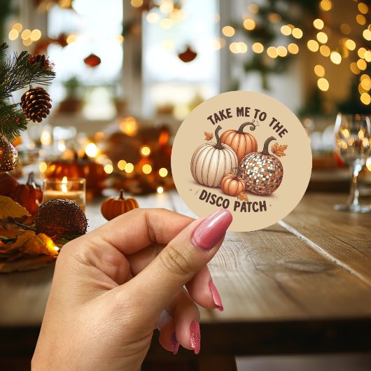 Sticker Rond Emmenez-moi aux citrouilles d'aquarelle Disco Patc
