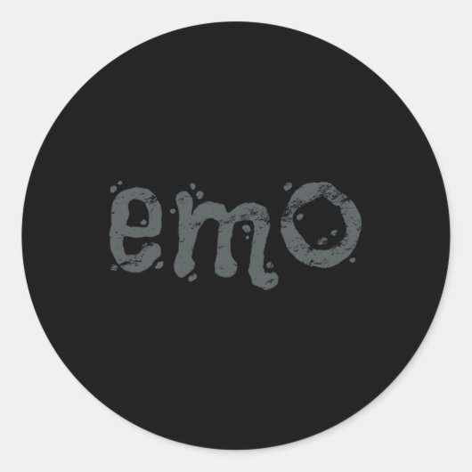 Sticker Rond EMO Et Goth Toujours - Emo Noir Distressed (Devant)