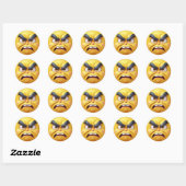 Sticker Rond Emoji 3D jaune en colère (Feuille)
