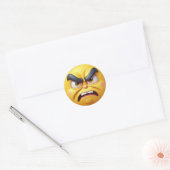 Sticker Rond Emoji 3D jaune en colère (Enveloppe)