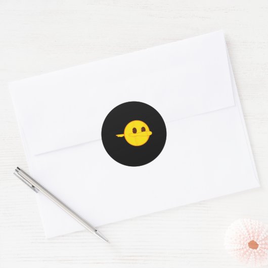 Sticker Rond Emoji Dab Dabbing Yellow Smile Face (Enveloppe)