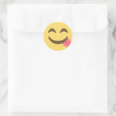 Sticker Rond Emoji de la langue drôle (Sac)