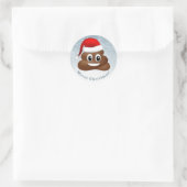 Sticker Rond emoji de noël poo avec chapeau santa (Sac)