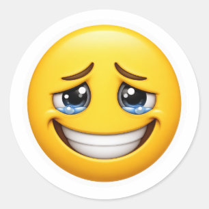 Sticker Rond Émoji de Sourire Faux Douleur Cachée