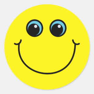 Sticker Rond Emoji de sourire jaune font face