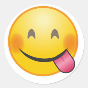 Sticker Rond Emoji drôle font face au jaune délicieux savorin