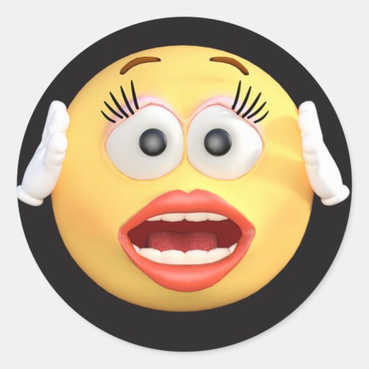 Sticker Rond Emoji du visage surpris (Devant)