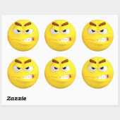 Sticker Rond Emoji en colère (Feuille)
