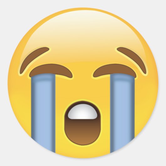 Sticker Rond Emoji face à pleurer haut (Devant)