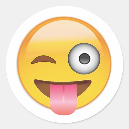 Sticker Rond Emoji - Face Avec La Langue (Devant)