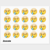 Sticker Rond Emoji Face Pleurer (Feuille)