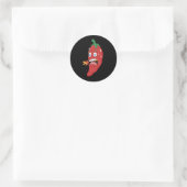 Sticker Rond Emoji Funny Chilli Pepper Hot Sauce Lover (Sac)