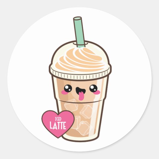 Sticker Rond Emoji Iced Latte (Devant)