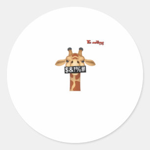 Sticker Rond emoji insulter le visage de girafe en colère