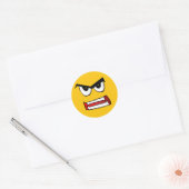 Sticker Rond Emoji jaune en colère (Enveloppe)