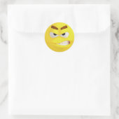 Sticker Rond Emoji jaune en colère (Sac)