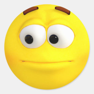 Sticker Rond Emoji jaune indifférent