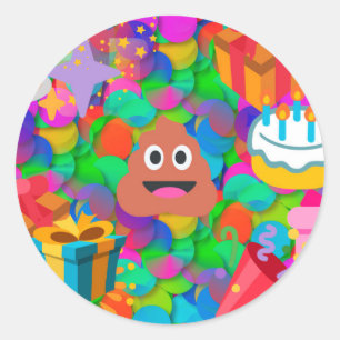 Sticker Rond emoji joyeux pod'anniversaire