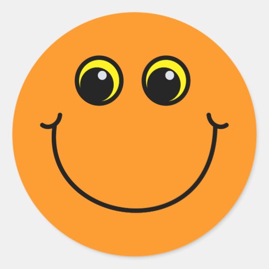 Sticker Rond Emoji orange de sourire font face (Devant)