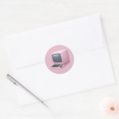 Sticker Rond Emoji ordinateur rétro rose (Enveloppe)