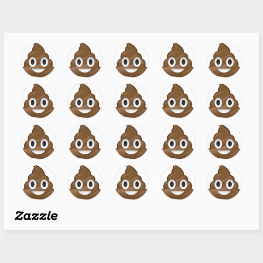 Sticker Rond Emoji Poop Souriant (Feuille)