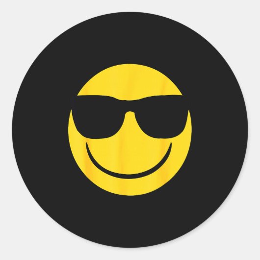 Sticker Rond Emoji Retro Sungles Yellow Smile Face (Devant)