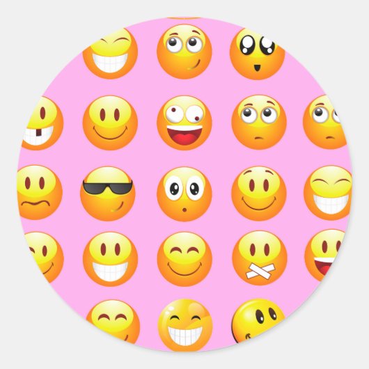 Sticker Rond émoji rose pastel (Devant)