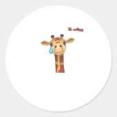 Sticker Rond emoji triste visage de girafe en larmes (Devant)