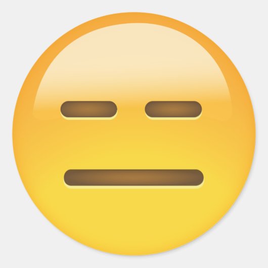 Sticker Rond Emoji Visage Sans Expression (Devant)