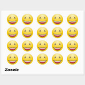 Sticker Rond Emoji visage souriant avec bouche ouverte et yeux  (Feuille)