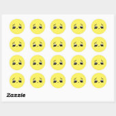 Sticker Rond Émoji Visage Triste Sentiment Déprimé Jaune (Feuille)