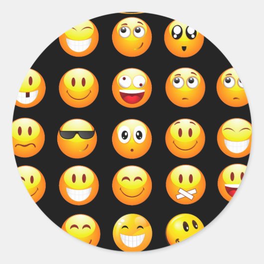 Sticker Rond emojis noir (Devant)