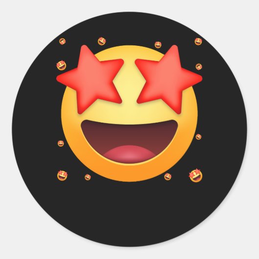 Sticker Rond Emoticon Star Fraîche Eyes Smiling Visage Starry (Devant)
