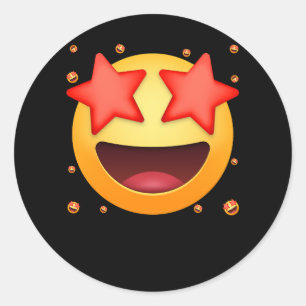 Sticker Rond Emoticon Star Fraîche Eyes Smiling Visage Starry