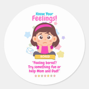 Sticker Rond Émotion des enfants avec ennui