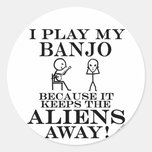 Sticker Rond Empêche les Aliens de Banjo (Devant)