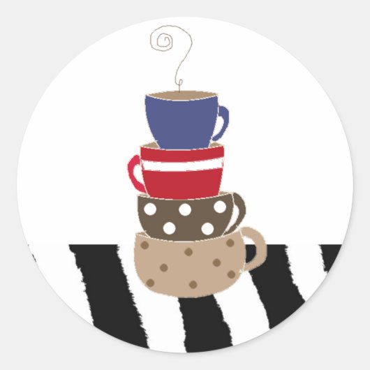 Sticker Rond Empiler des tasses à café (Devant)