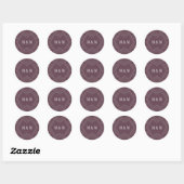Sticker Rond Empire | Monogramme Mariage d'aubergine (Feuille)