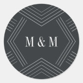 Sticker Rond Empire | Monogramme Mariage de charbon (Devant)