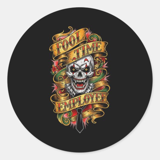 Sticker Rond Employé de temps fou humour de bureau drôle (Devant)