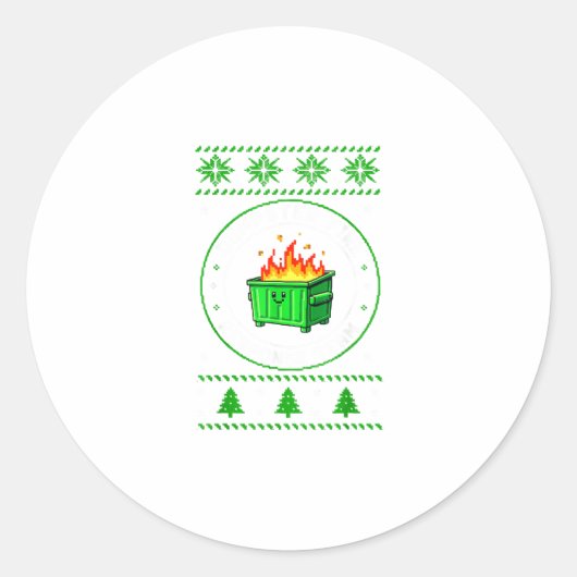 Sticker Rond Employee Dumpster Fire Resnse Team Ugly Christmas  (Devant)