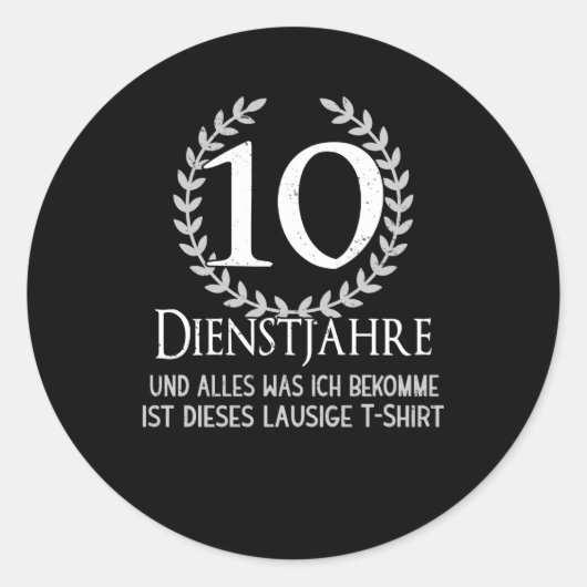Sticker Rond Employés 10 ans Société Célébration (Devant)