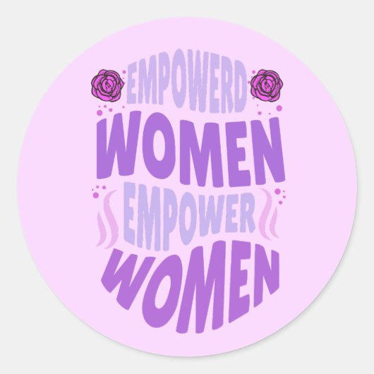 Sticker Rond Empower Women Empower citation texte pourpre (Devant)